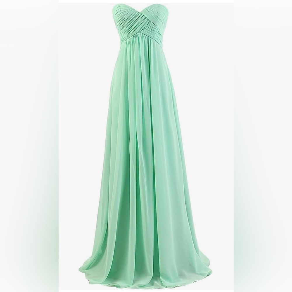Strapless mint green gown